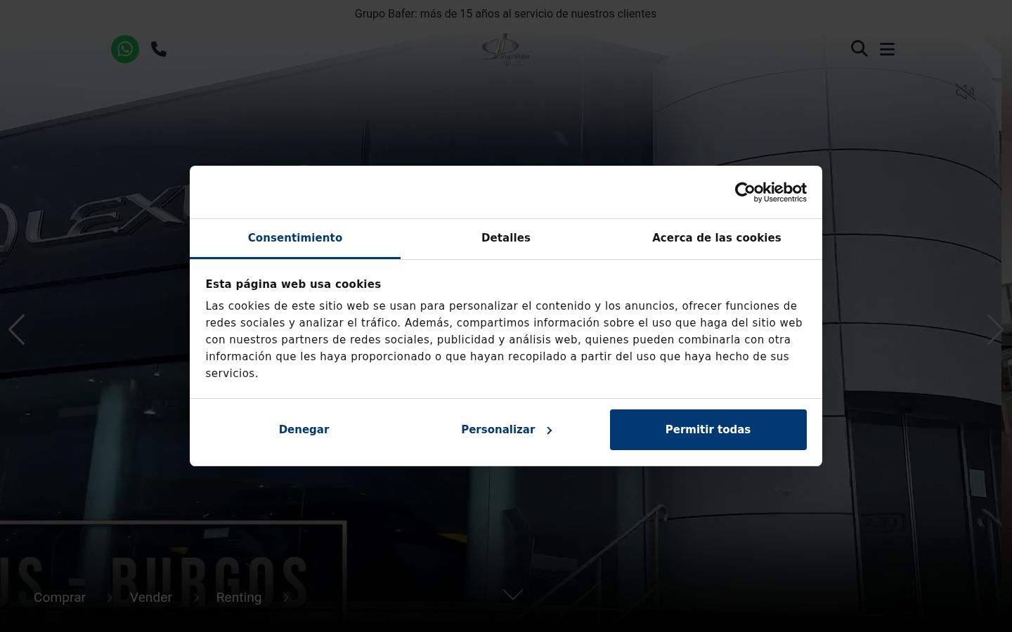 Screenshot del banner di consenso mostrato prima di qualsiasi interazione