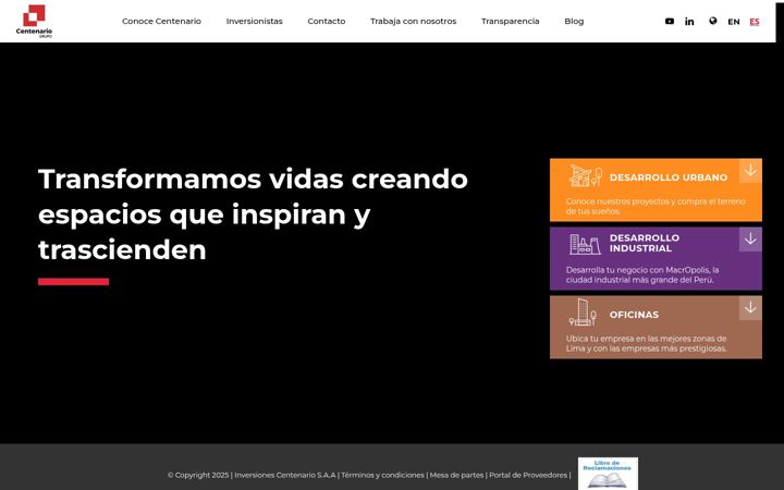 Screenshot of grupocentenario.com.pe