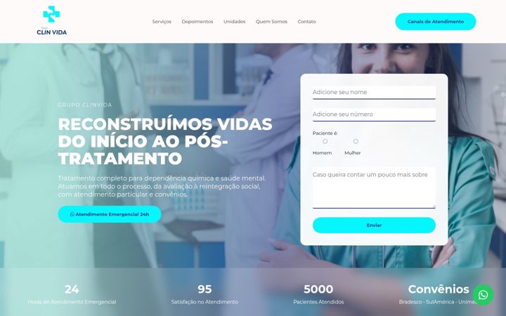 Screenshot of grupoclinvida.com.br