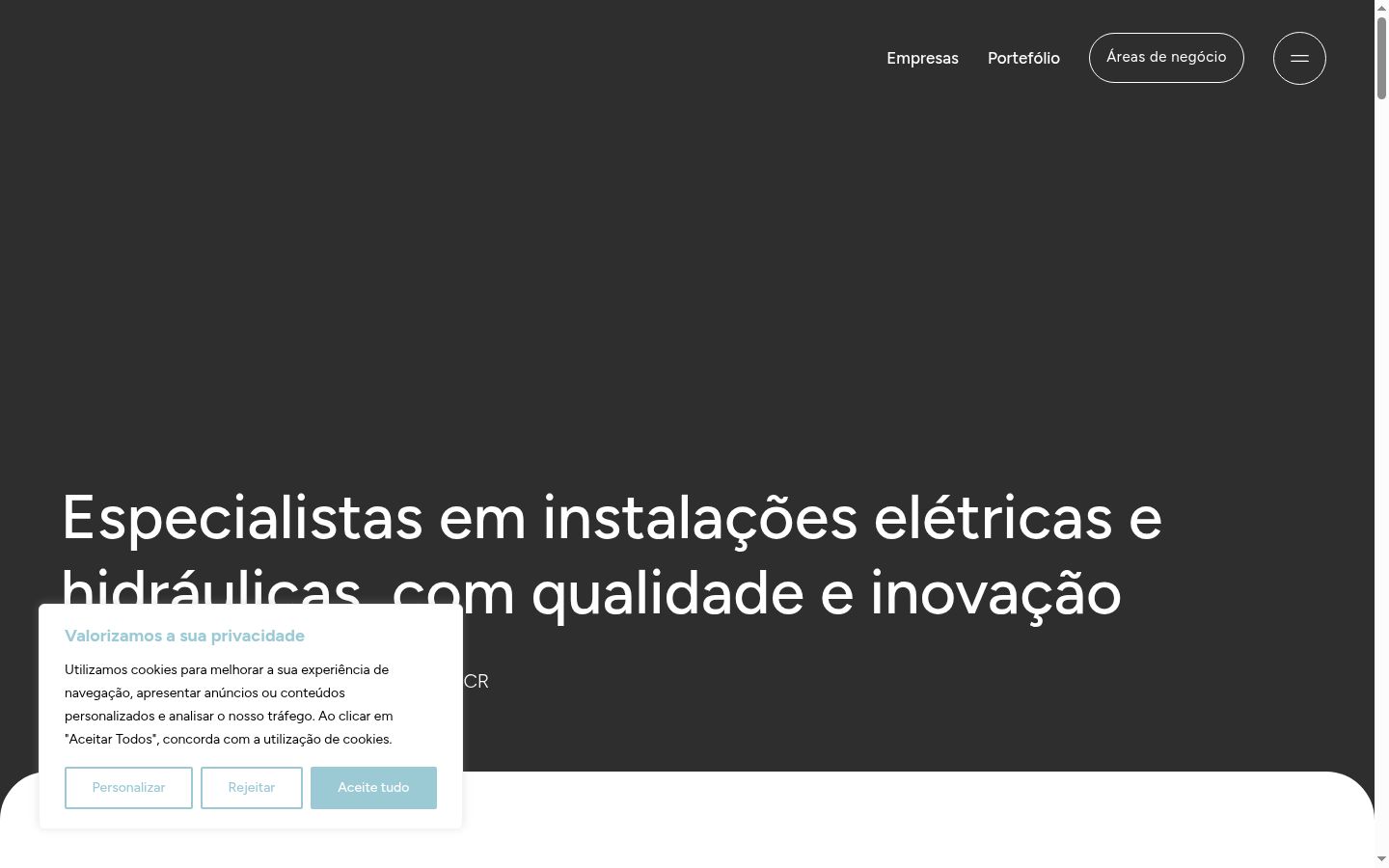 Captura de pantalla del banner de consentimiento mostrado antes de cualquier interacción
