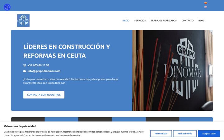 Screenshot of grupodinomar.com