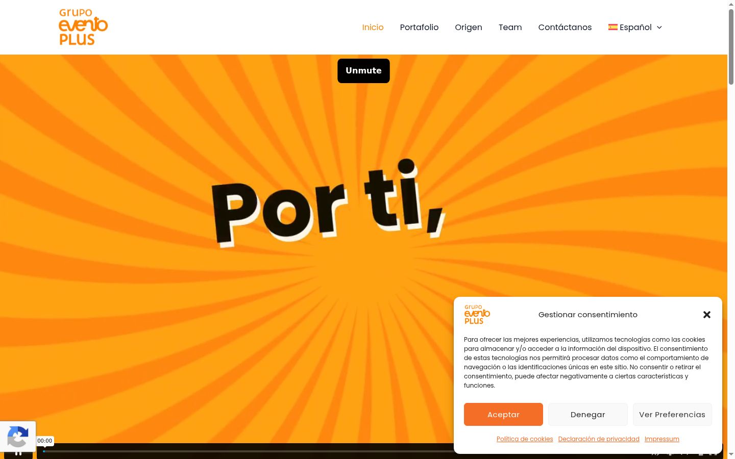 Captura de ecrã do banner de consentimento apresentado antes de qualquer interação
