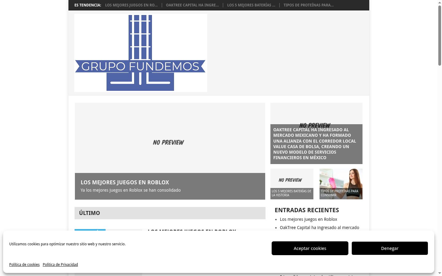 Captura de pantalla del banner de consentimiento mostrado antes de cualquier interacción