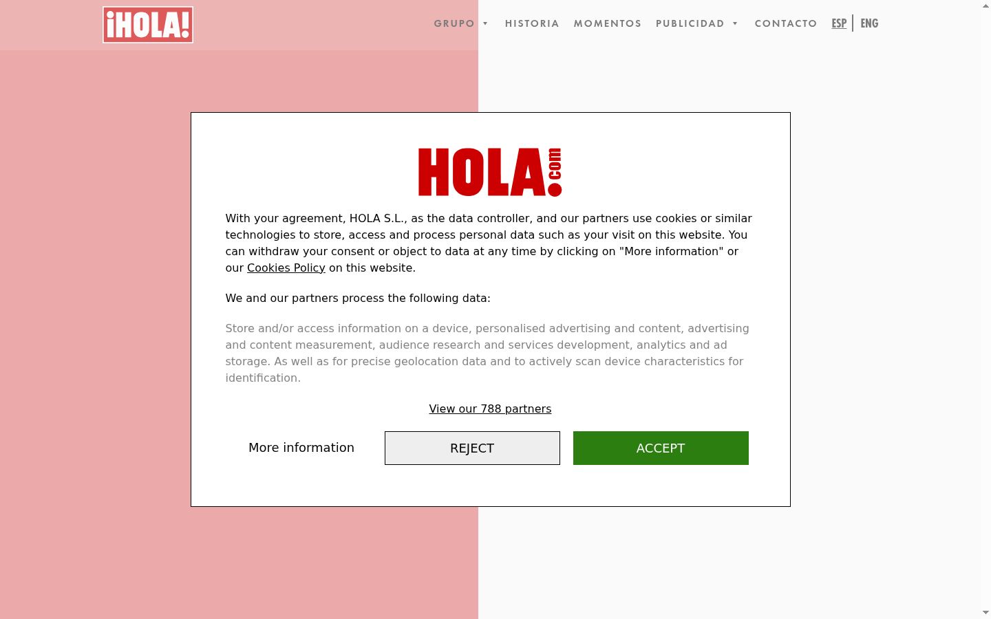 Capture d'écran de la bannière de consentement affichée avant toute interaction