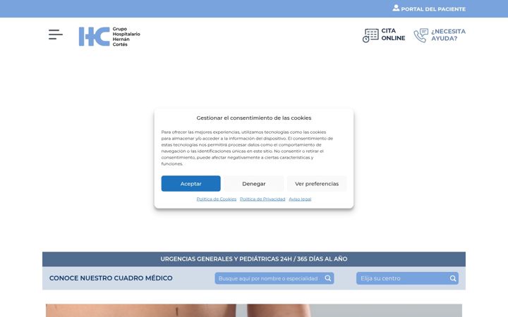 Screenshot of grupohospitalariohc.com