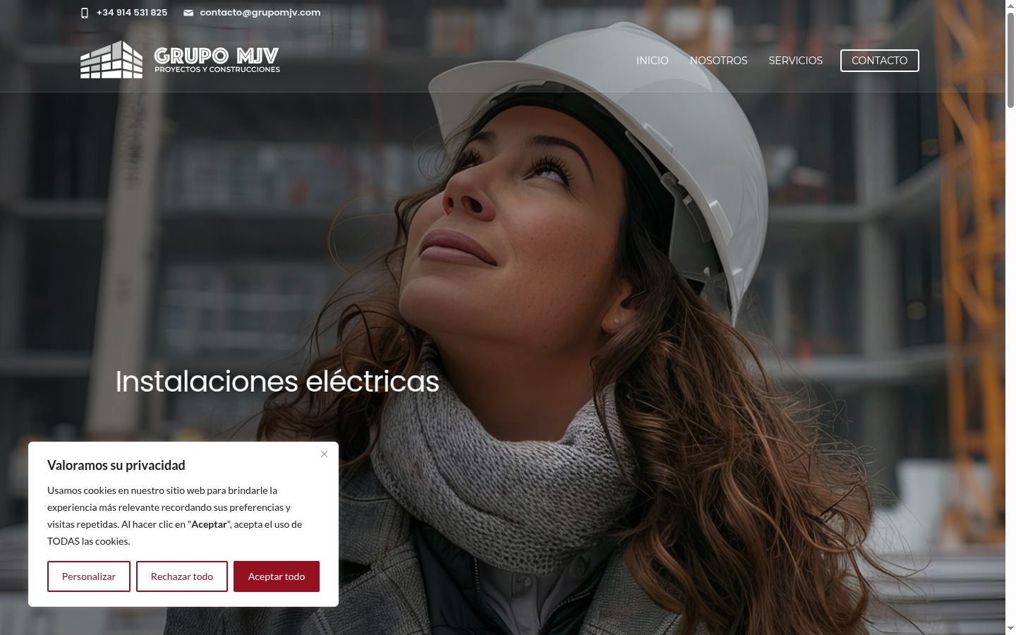 Captura de pantalla del banner de consentimiento mostrado antes de cualquier interacción