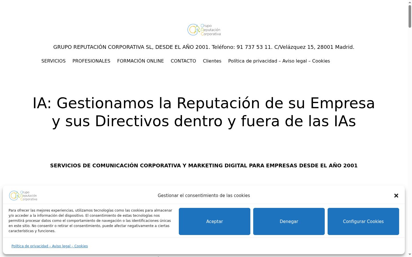 Screenshot del banner di consenso mostrato prima di qualsiasi interazione