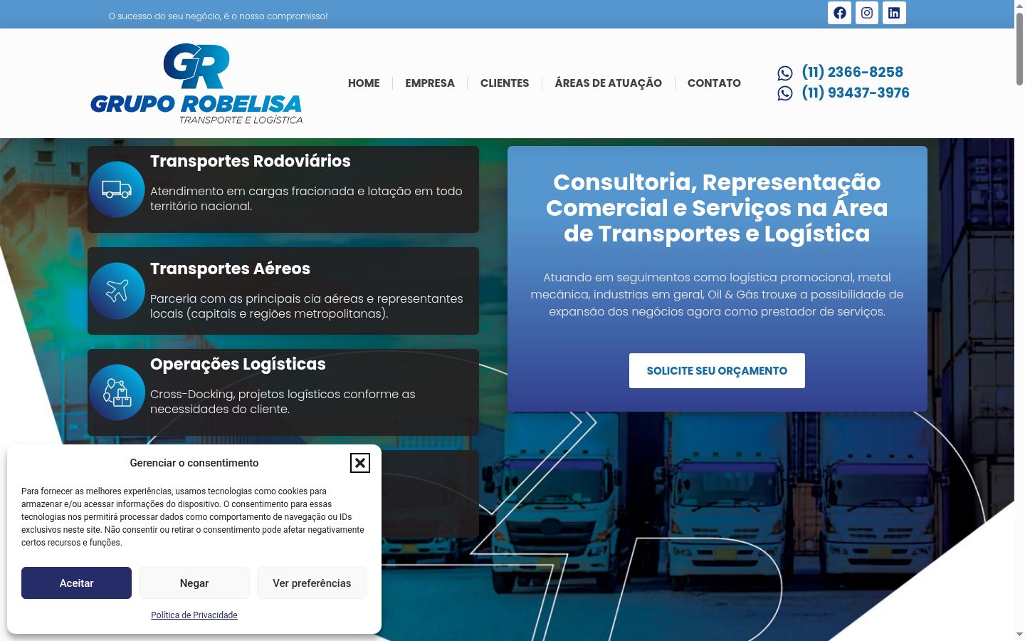 Screenshot of the consent banner shown before any interaction