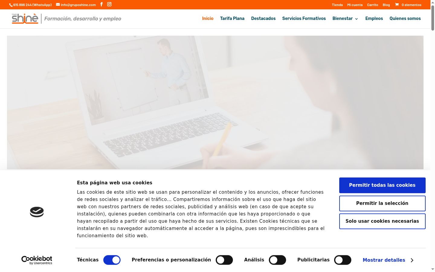 Capture d'écran de la bannière de consentement affichée avant toute interaction