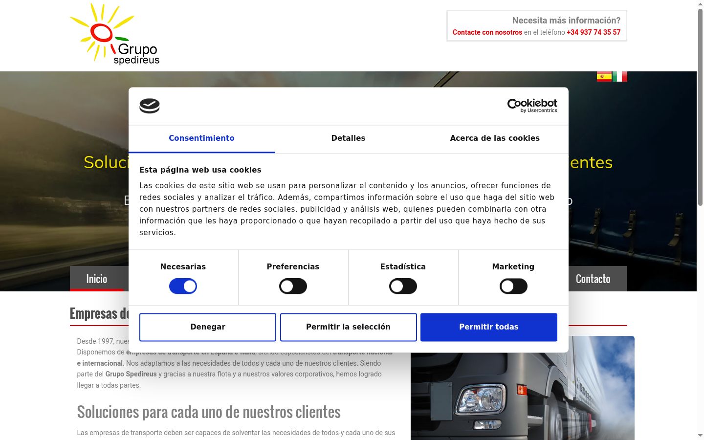 Screenshot of the consent banner shown before any interaction