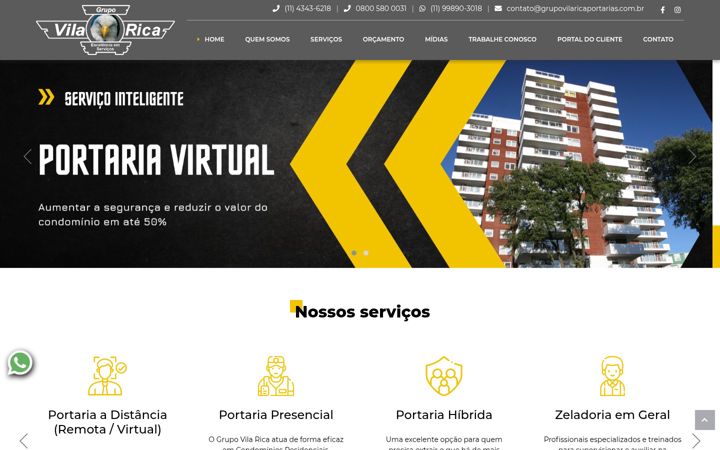 Screenshot of grupovilaricaportarias.com.br