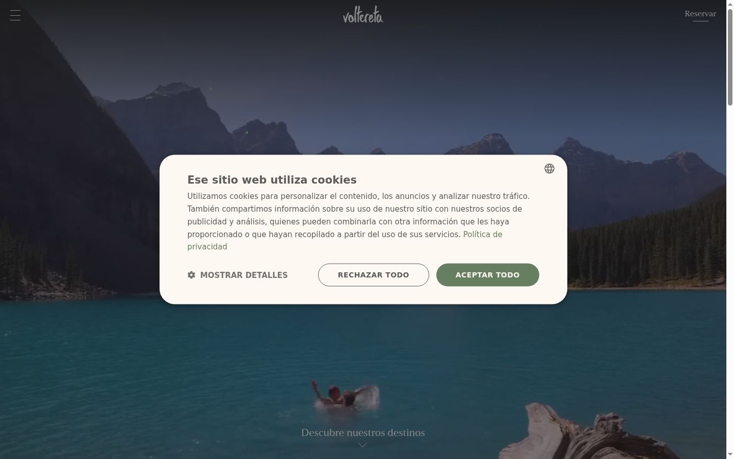 Screenshot del banner di consenso mostrato prima di qualsiasi interazione