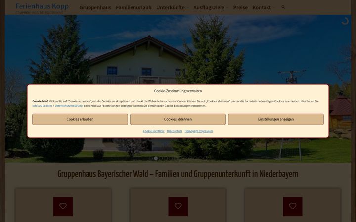 Screenshot of gruppenhaus-bayerischer-wald.de