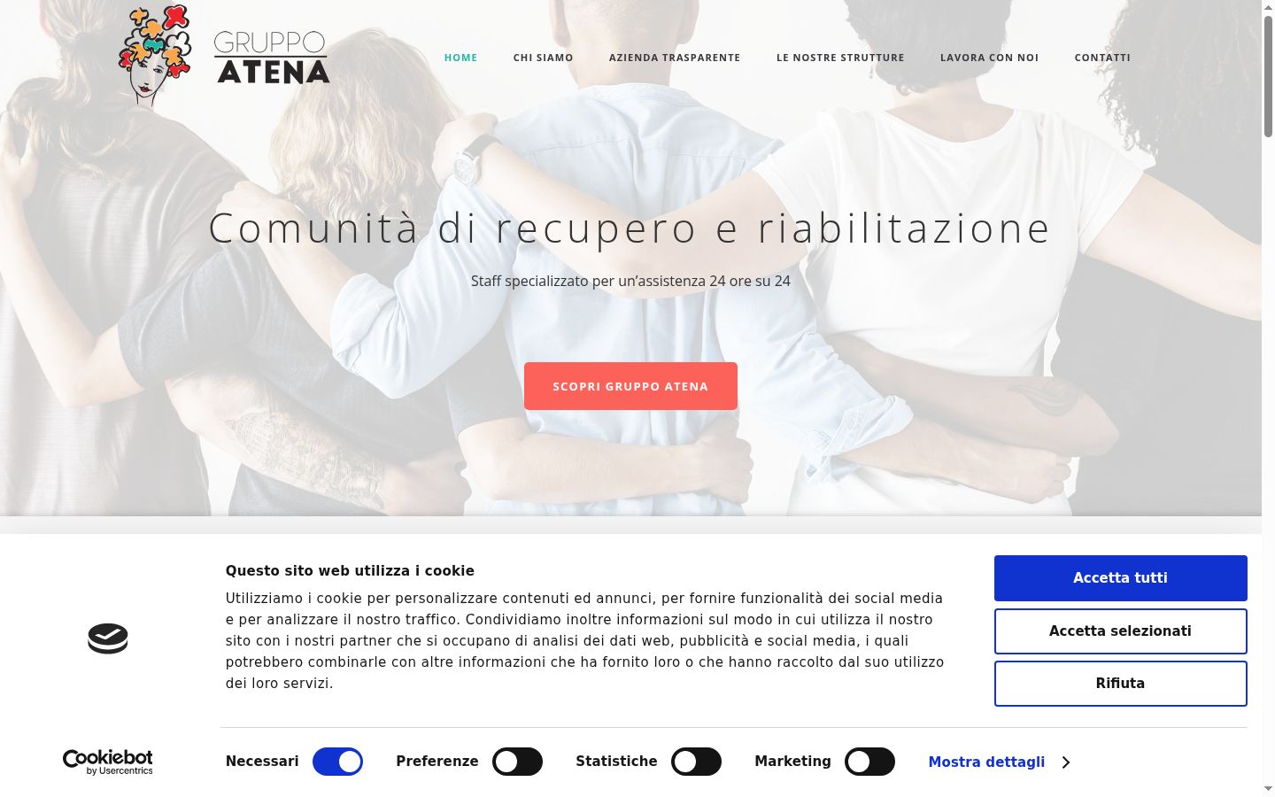 Screenshot del banner di consenso mostrato prima di qualsiasi interazione