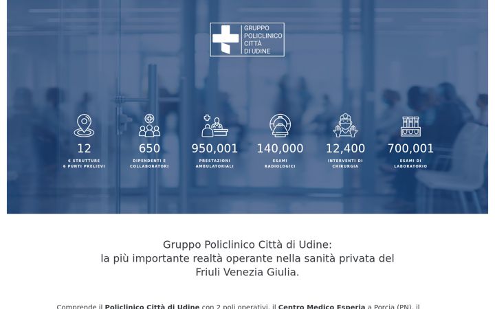 Screenshot of gruppopoliclinicoudine.it