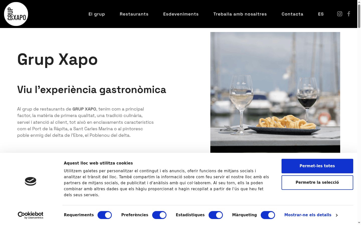 Captura de ecrã do banner de consentimento apresentado antes de qualquer interação