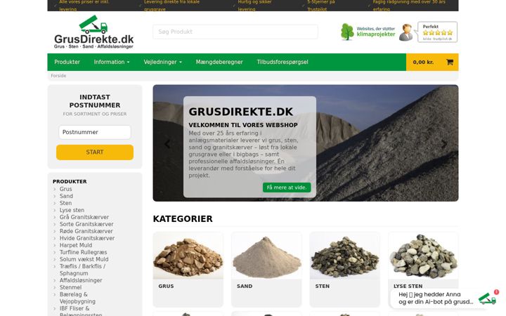 Screenshot of grusdirekte.dk