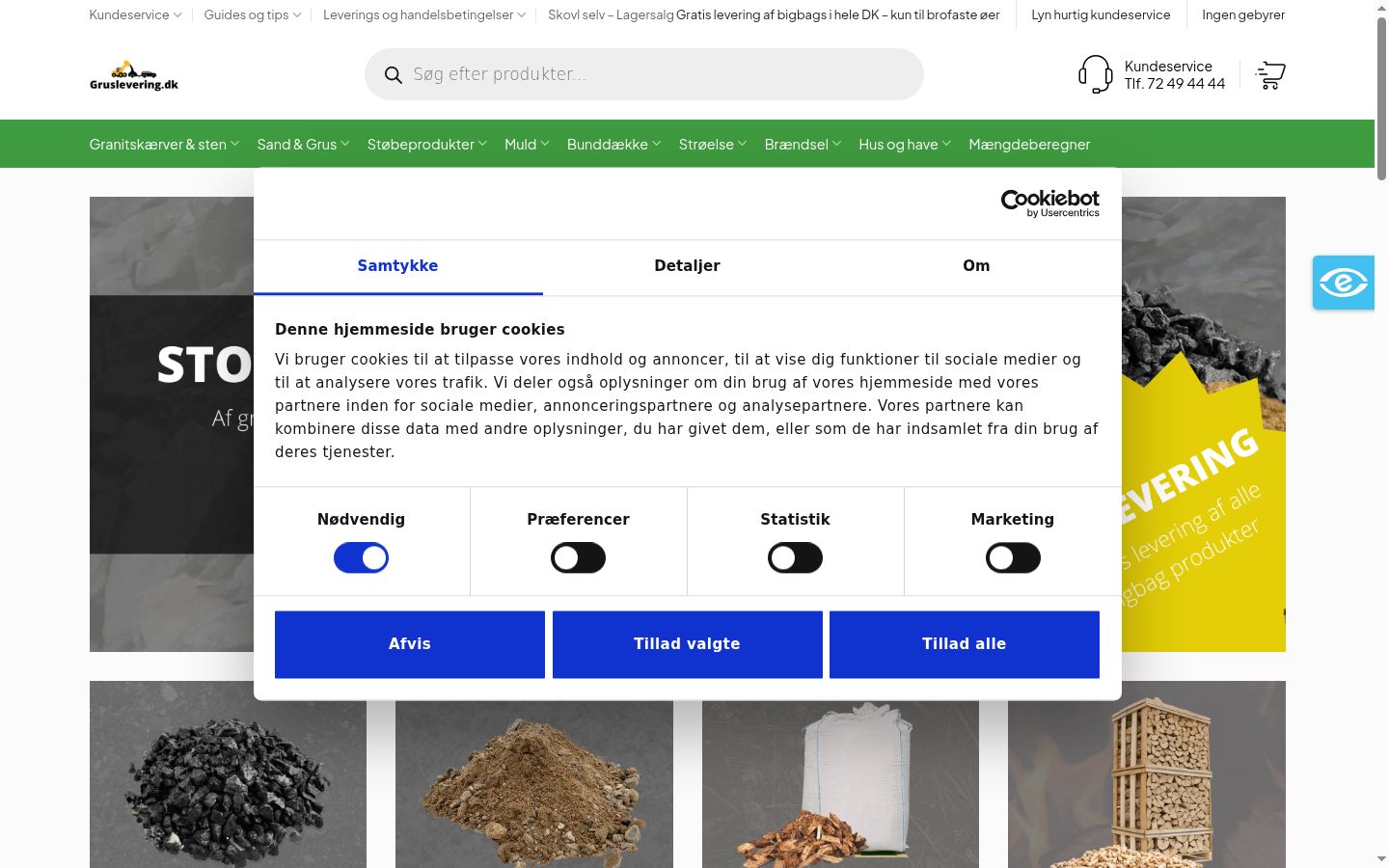 Screenshot van de toestemmingsbanner zoals getoond vóór enige interactie