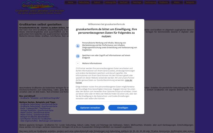 Screenshot of grusskartenform.de