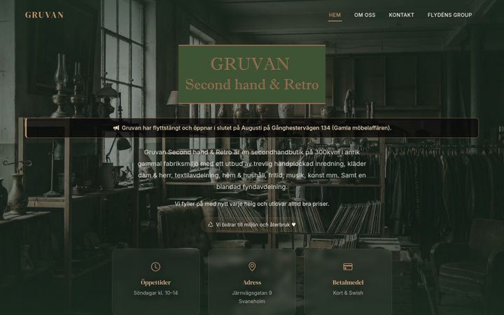 Screenshot of gruvansecondhand.se