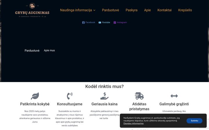 Screenshot di grybuauginimas.lt