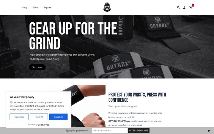 Screenshot of gryndx.in