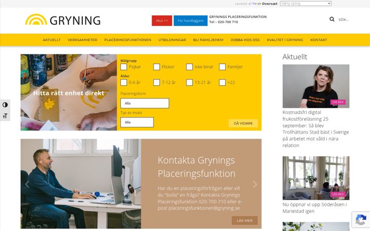 Screenshot of gryning.se