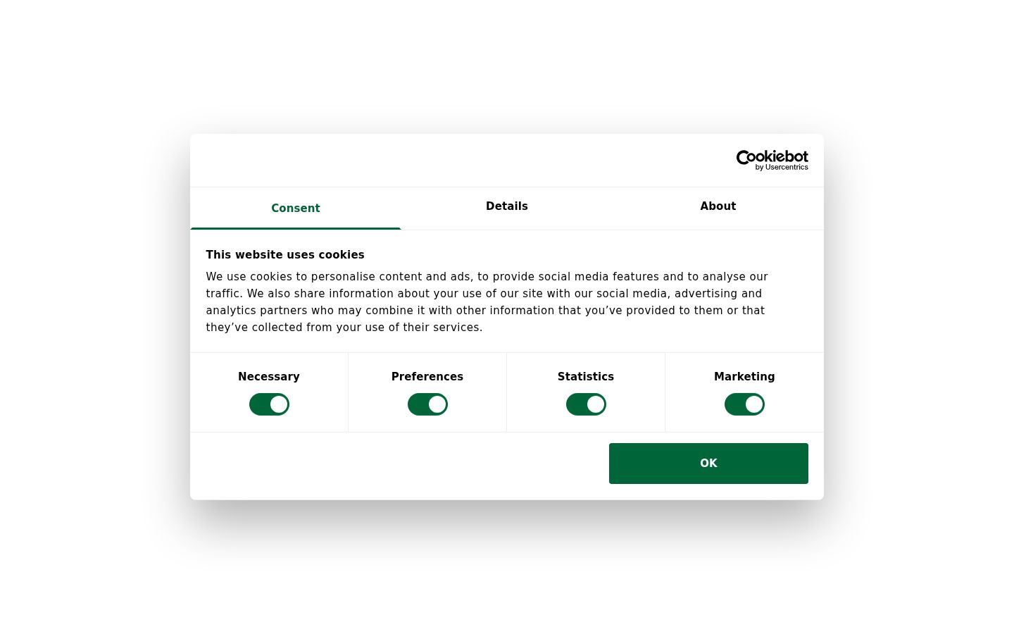 Screenshot of the consent banner shown before any interaction