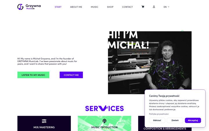 Screenshot of grzywnamusiclab.com