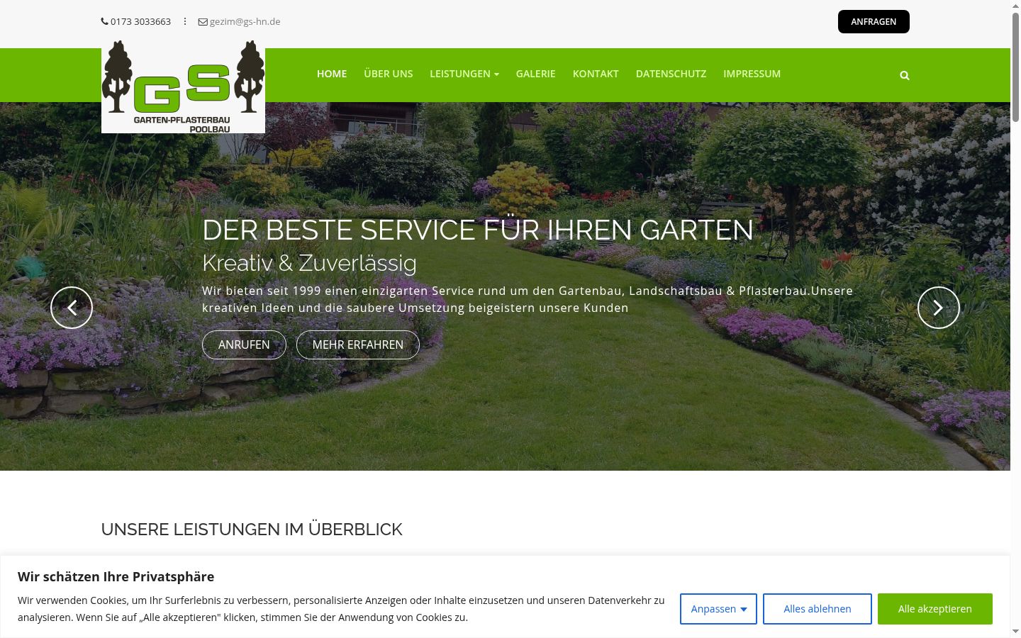 Screenshot des Einwilligungsbanners vor jeglicher Interaktion
