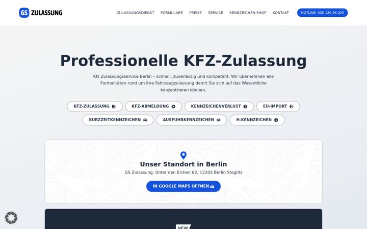 Screenshot of gs-zulassungsdienst.de