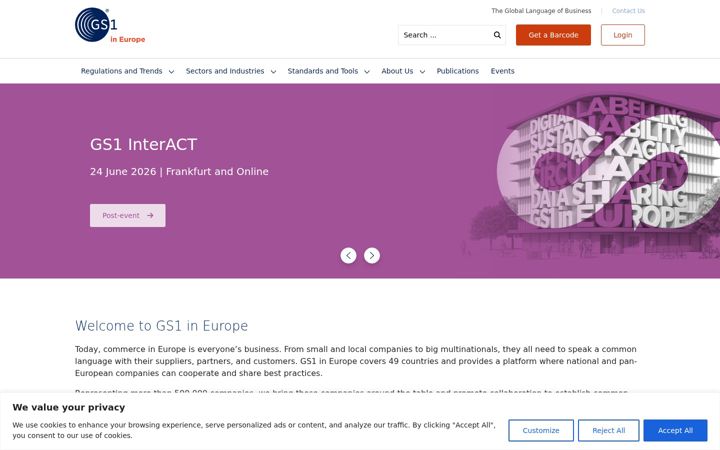 Screenshot of gs1.eu