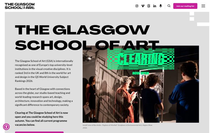 Screenshot of gsa.ac.uk
