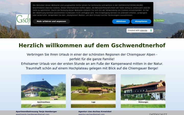 Screenshot of gschwendtnerhof-chiemsee.de