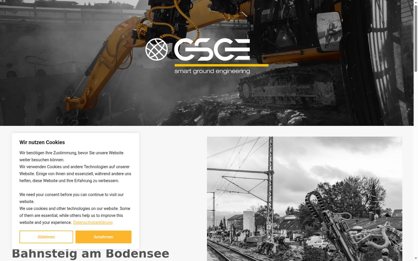 Screenshot des Einwilligungsbanners vor jeglicher Interaktion