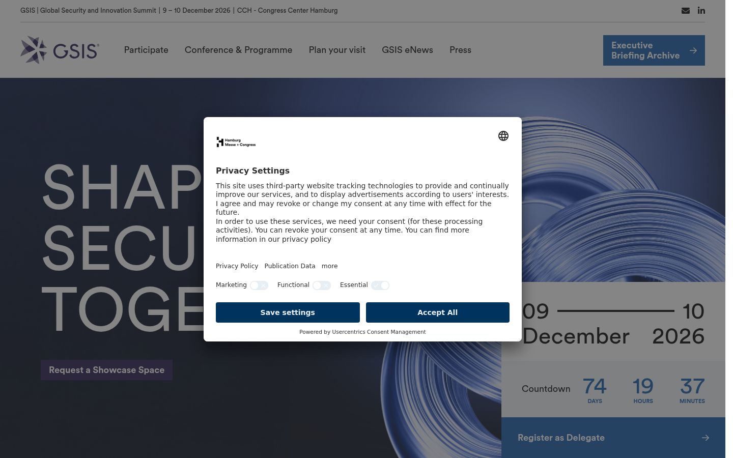 Screenshot of the consent banner shown before any interaction