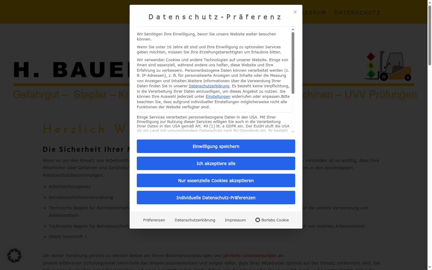 Captura de ecrã do banner de consentimento apresentado antes de qualquer interação