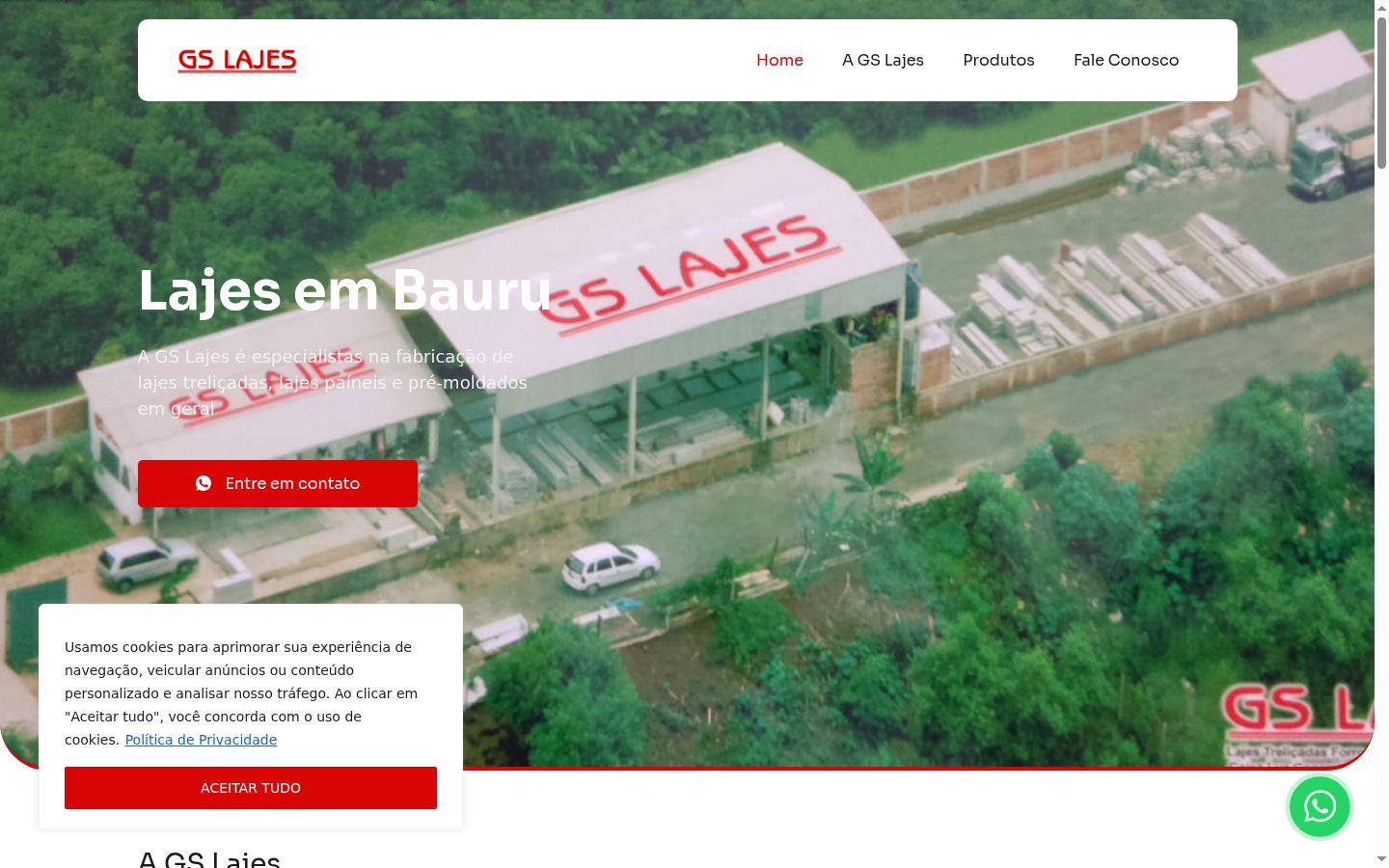 Captura de ecrã do banner de consentimento apresentado antes de qualquer interação