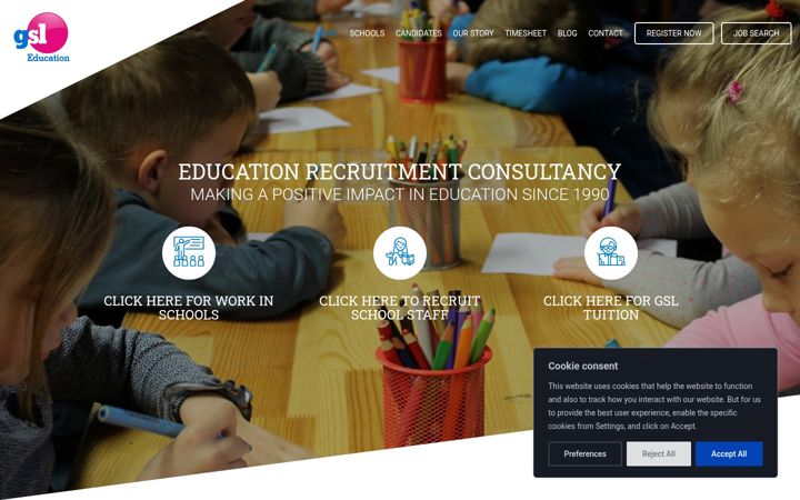 Screenshot of gsleducation.com