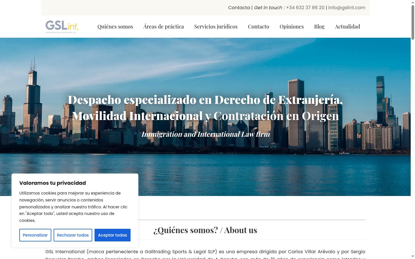 Captura de ecrã do banner de consentimento apresentado antes de qualquer interação