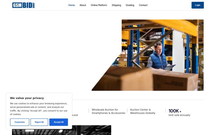 Screenshot of gsmbid.com