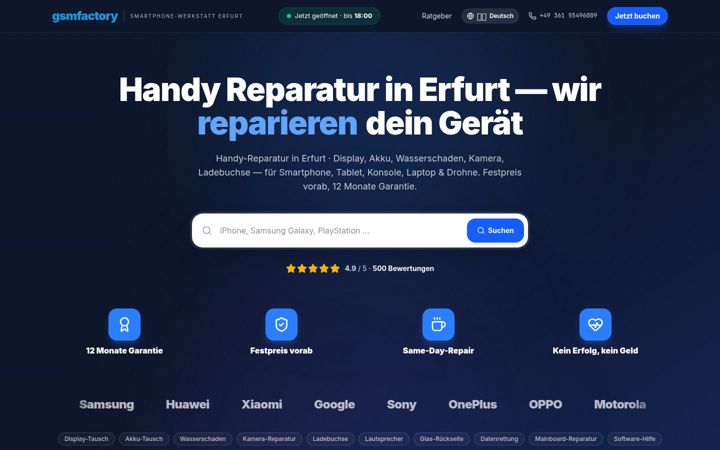 Screenshot of gsmfactory.de