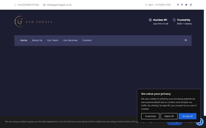 Screenshot of gsmlegals.co.uk