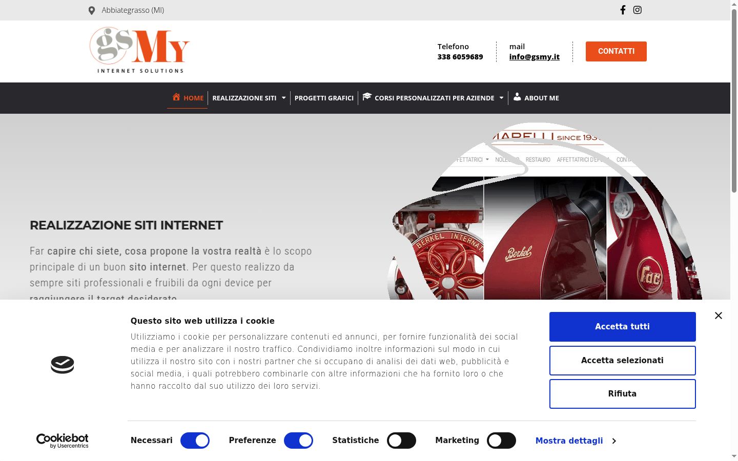 Screenshot del banner di consenso mostrato prima di qualsiasi interazione