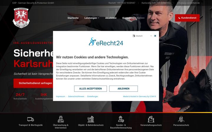 Screenshot of gsp-sicherheit.de