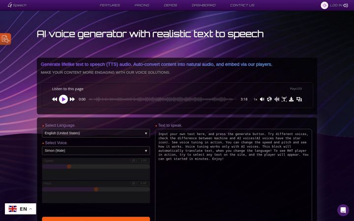 Screenshot of gspeech.io