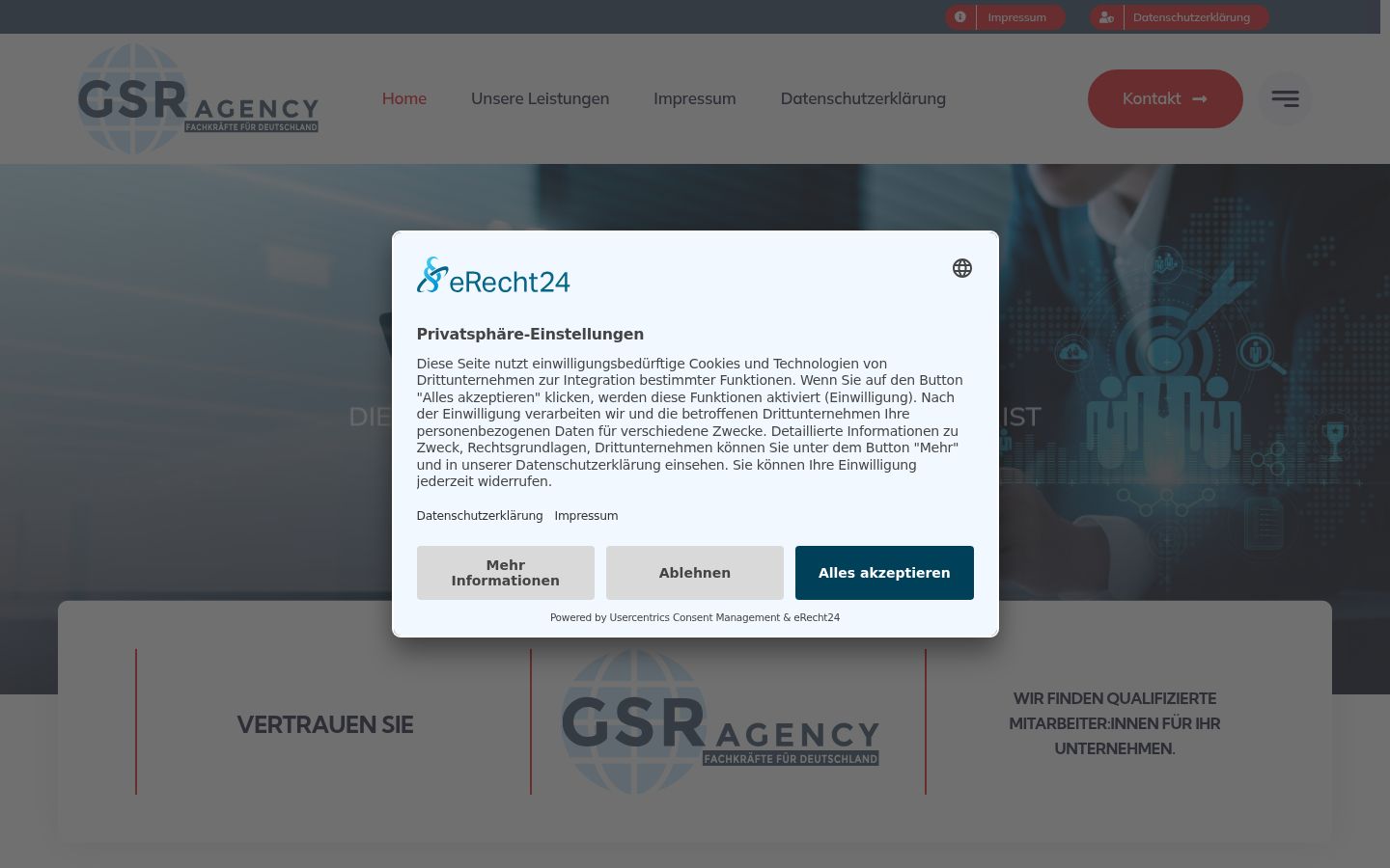 Screenshot del banner di consenso mostrato prima di qualsiasi interazione