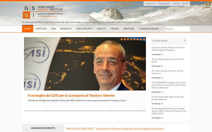 Screenshot του gssi.it