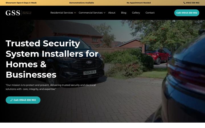 Screenshot of gsssecurityandelectrical.co.uk