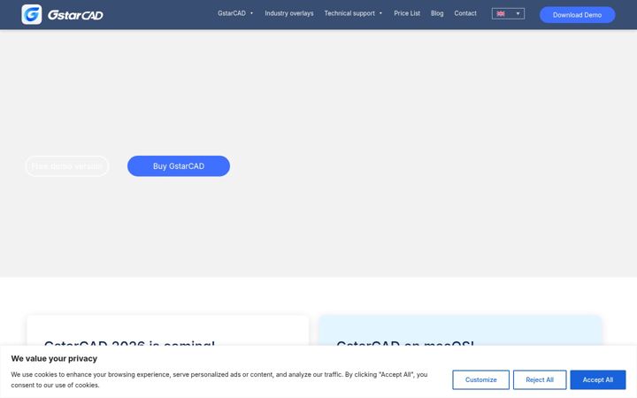 Screenshot of gstarcad.eu